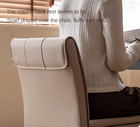 Premium Organic Leather Iron Light Luxury Soft Backrest Chair - Elegant Home Office & Lounge Seating for Comfort & Style