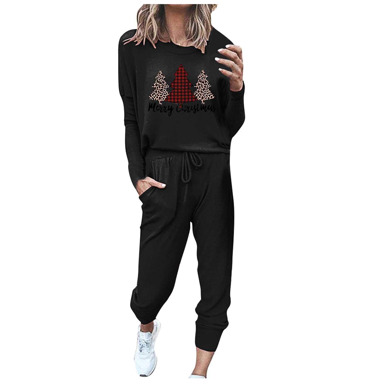 Xiloccer Women's 2-Piece Christmas Sweatsuit Set - Cozy Lounge Wear & Jogging Outfit for Holiday, Casual Wear & Home Relaxation