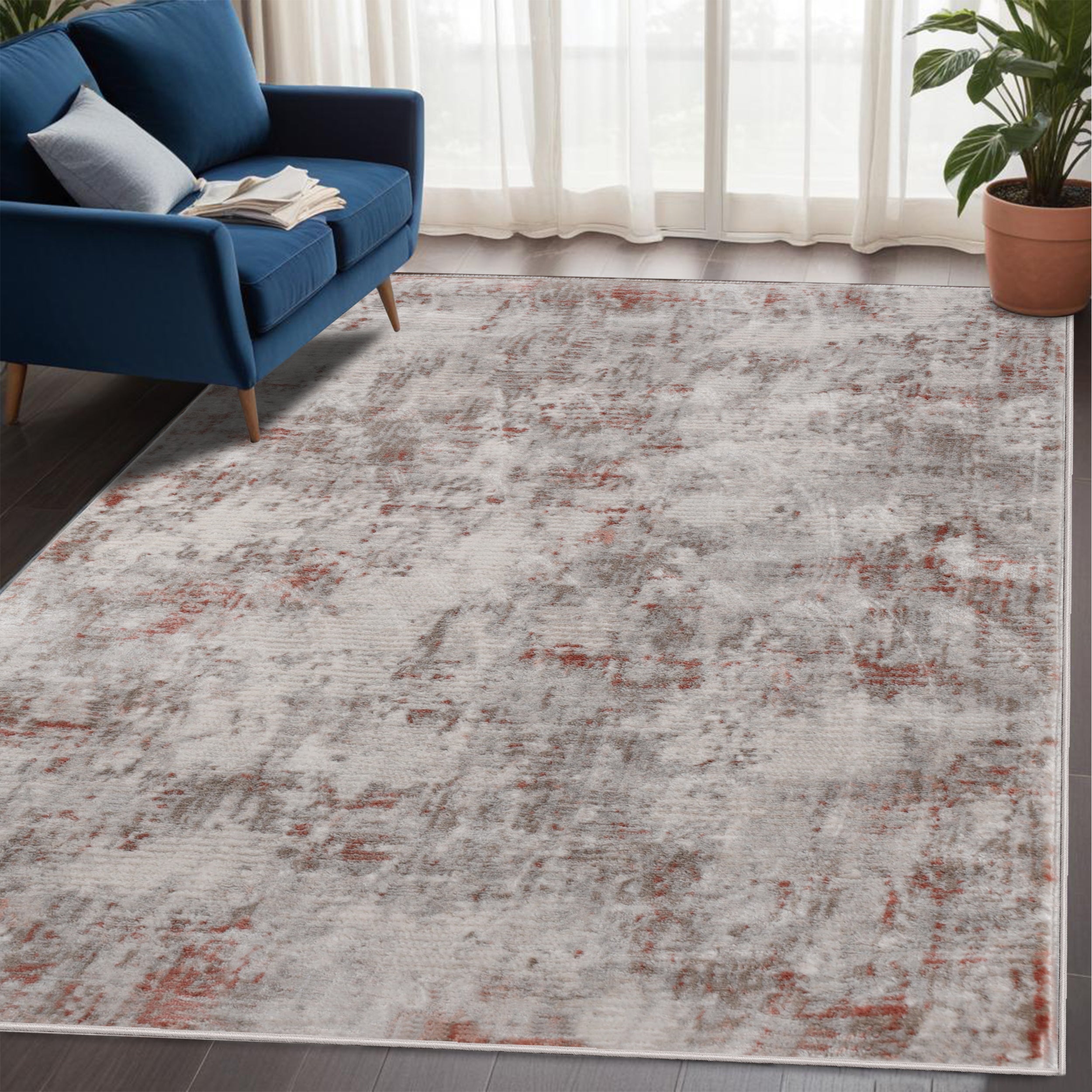 Euphemia Distressed Abstract Eclectic Modern Indoor Area Rug or Runner - Soft Bohemian Style Carpet for Living Room, Bedroom, Office Decor