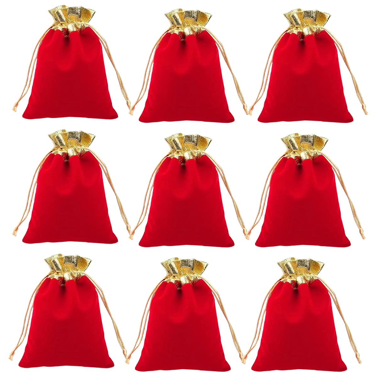 Premium Velvet Drawstring Bags - 50 Pack Red Jewelry Gift Pouches for Wedding Favors, Party Supplies & Candy Bags (2.8