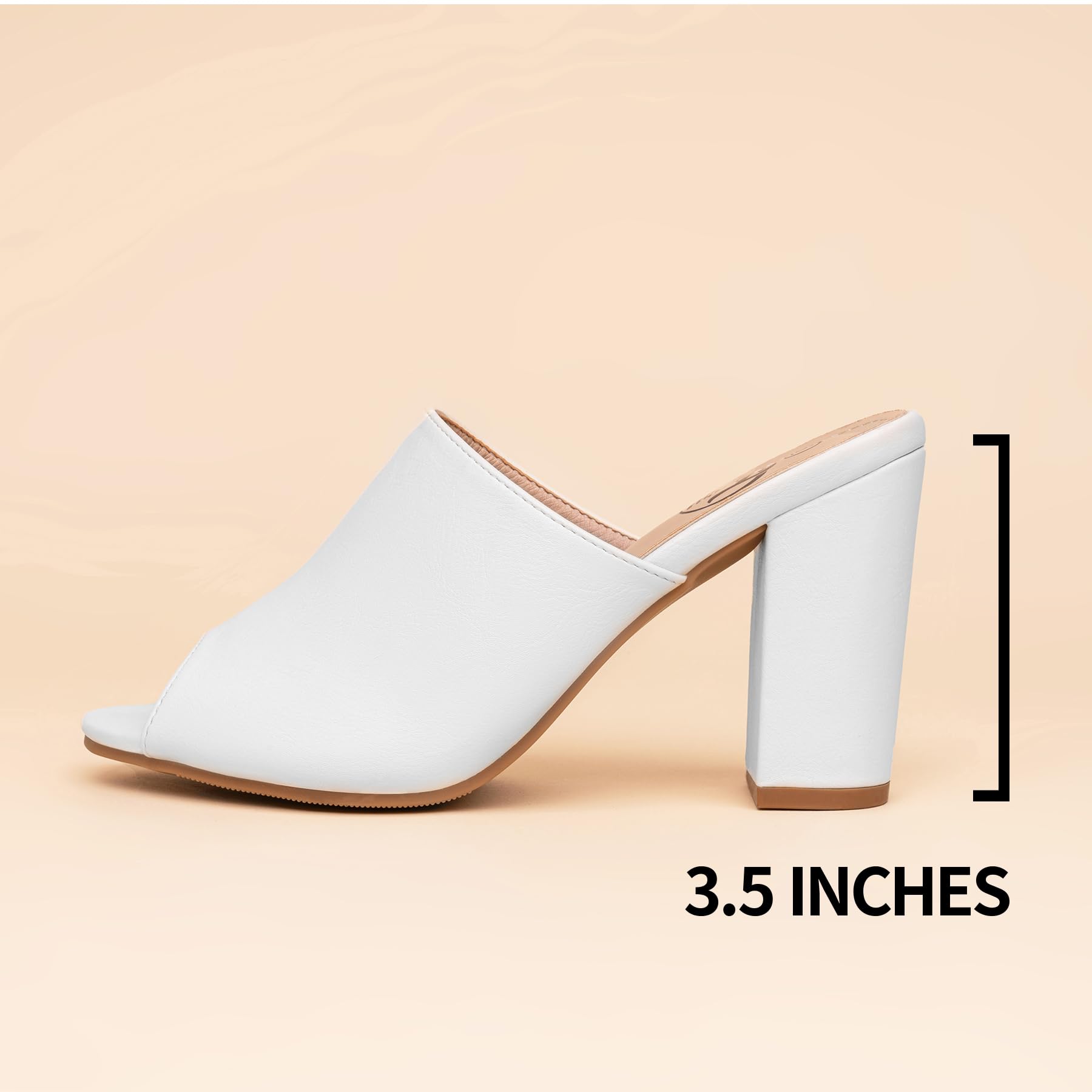 Women's Chunky Block Heel Sandals - Open Toe Slip On Mules in Black, White, Pink & Brown | Comfortable Dressy & Casual Heels for Weddings, Parties & Office Wear