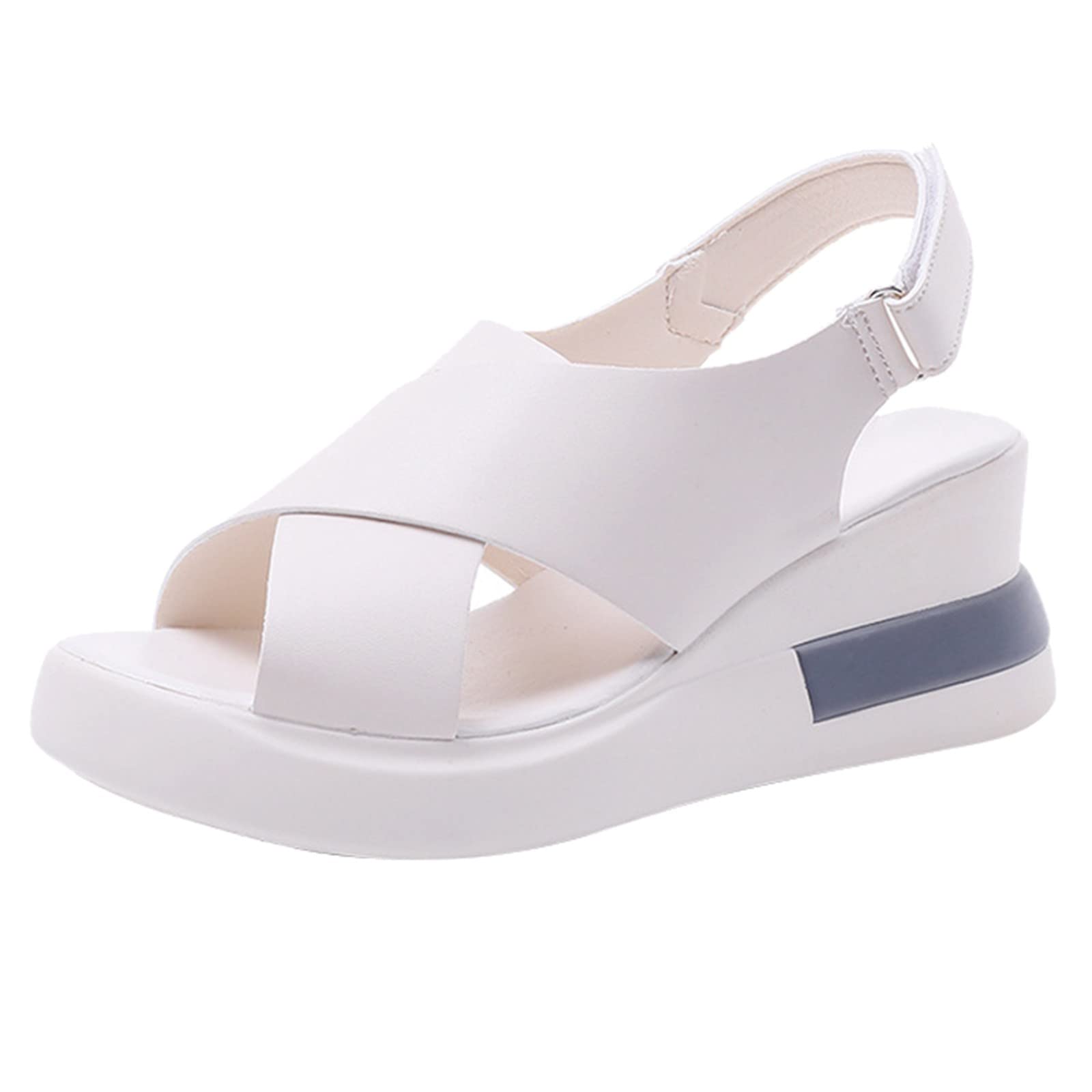 Breathable Women's Lace Up Wedge Sandals with Thick Sole - Comfortable Casual Water Shoes for Beach, Pool & Summer Outdoor Activities - Size 10