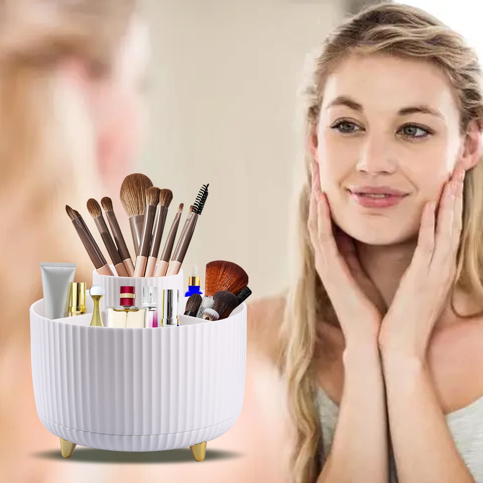 360° Rotating Makeup Organizer - Cosmetic Brush Holder & Jewelry Storage for Dressing Table, Bathroom, Bedroom | Perfect for Lipstick, Perfume, Stationery & Beauty Tools Organization