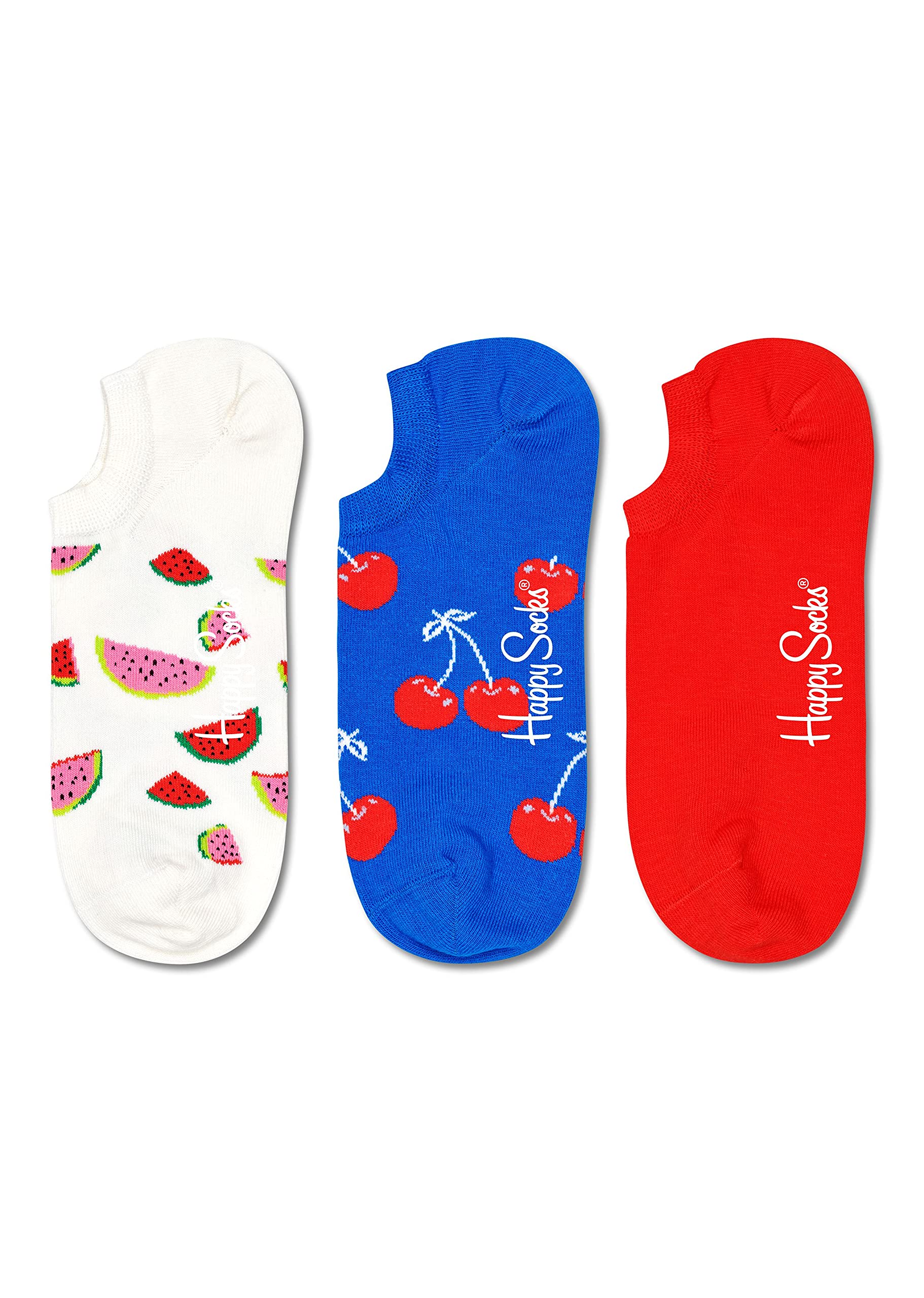 Happy Socks Women's No-Show Socks 3-Pack - Cute Fruit Pattern Breathable Invisible Socks for Casual Wear, Sneakers & Summer Outfits