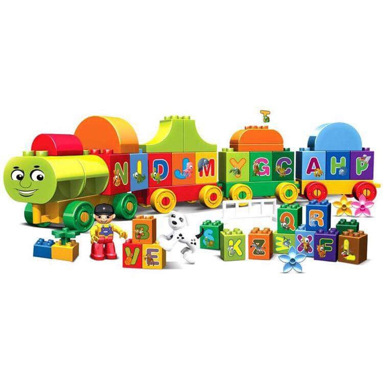 Educational ABC & 123 Building Block Train Toy for Toddlers - STEM Learning Alphabet & Number Recognition - Perfect for Preschool Classroom & Kids' Playroom