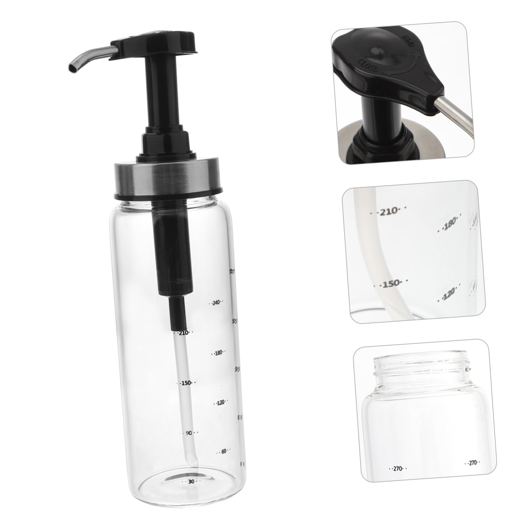DOITOOL 300ml Leakproof Glass Sauce Pump Bottle - Olive Oil Dispenser, Condiment Container for Kitchen, Ketchup, Mustard & Sauces - Perfect for Restaurants, Home Cooking & Salad Dressing