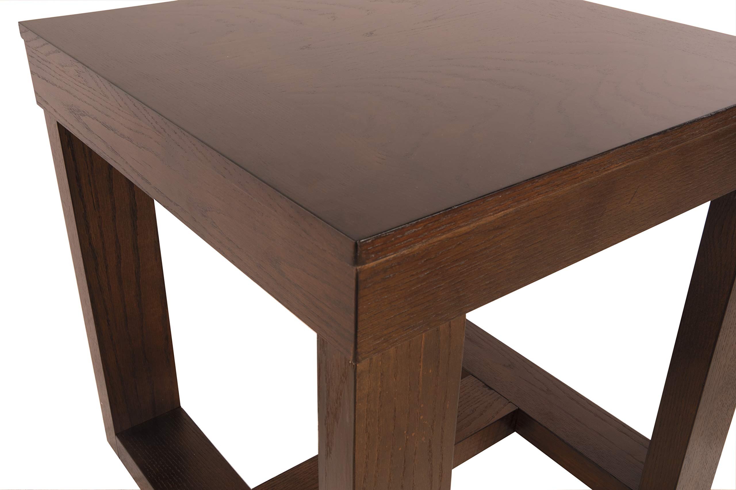 Signature Design by Ashley Watson Classic Oversized Square End Table - Dark Brown Wood Nightstand for Living Room, Bedroom & Office Furniture