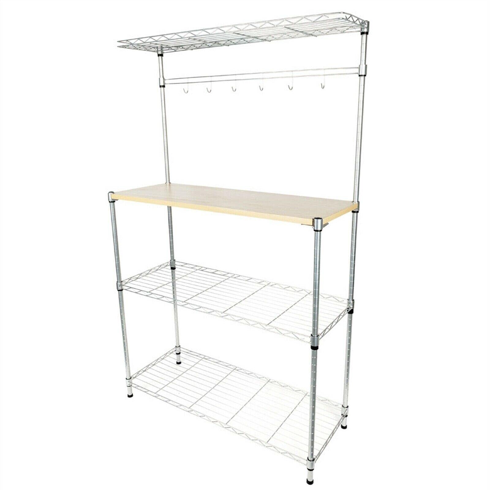 4 Tier Baker's Rack with Microwave Stand - Heavy Duty Metal Storage Shelf for Kitchen, Bathroom, Closet - Perfect for Organizing Shoes, Spices, Towels & Home Essentials - Space Saving Solution for Small Apartments