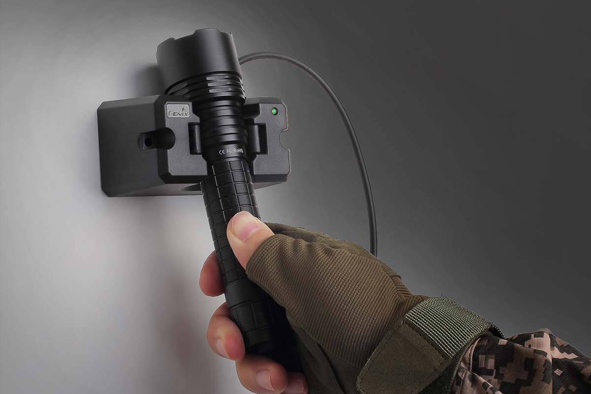 Fenix RC20 Rechargeable Cradle Flashlight - 1200 Lumens, USB-C Charging, Durable Tactical Light for Camping, Hiking & Emergency Use (Discontinued Model)