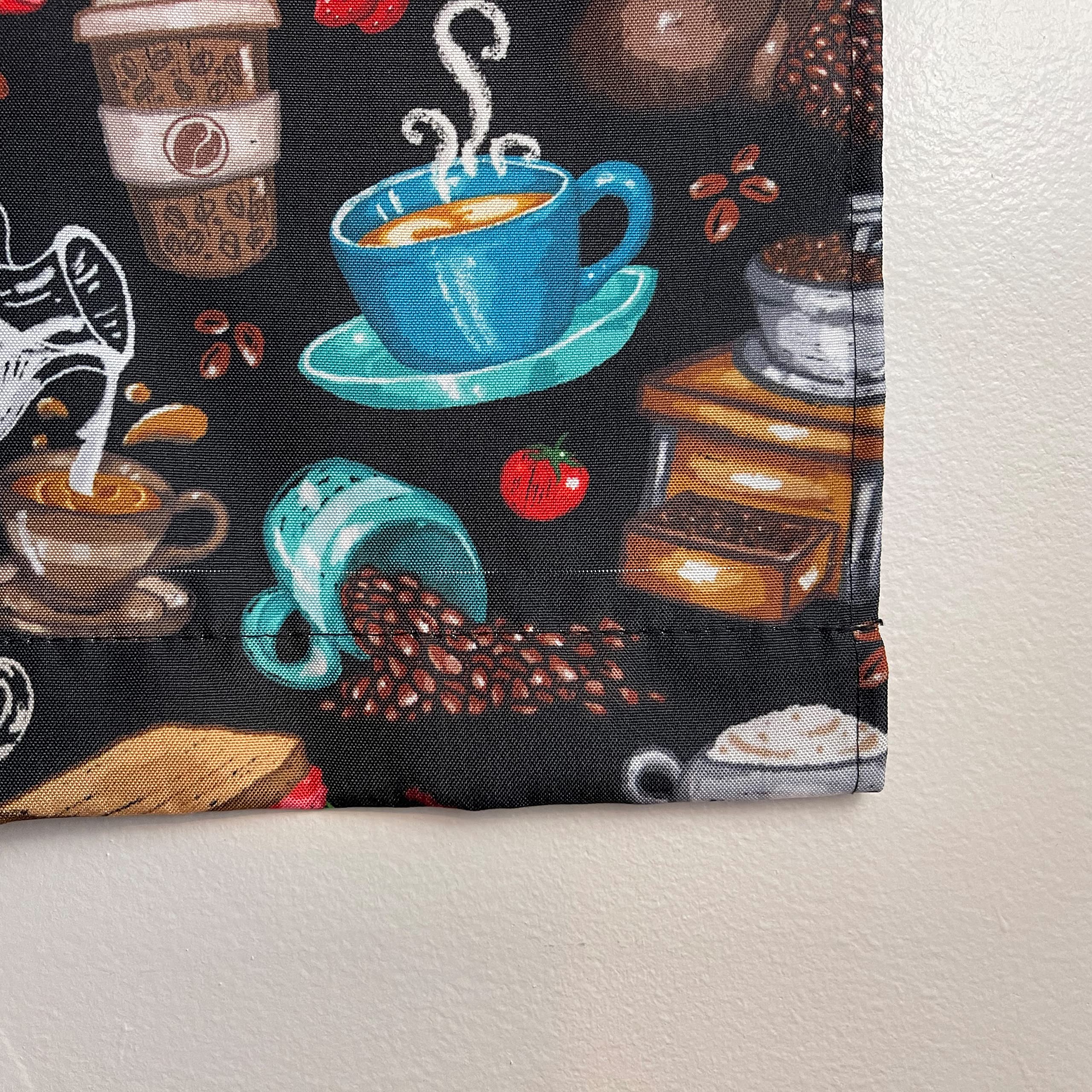 UpNUpCo Artistic Coffee-Themed Kitchen Curtain Set - 3-Piece Bistro Style Window Treatment with Coffee Decor Fabric, Tier & Valance - Perfect for Cafés, Coffee Shops & Cozy Home Kitchens
