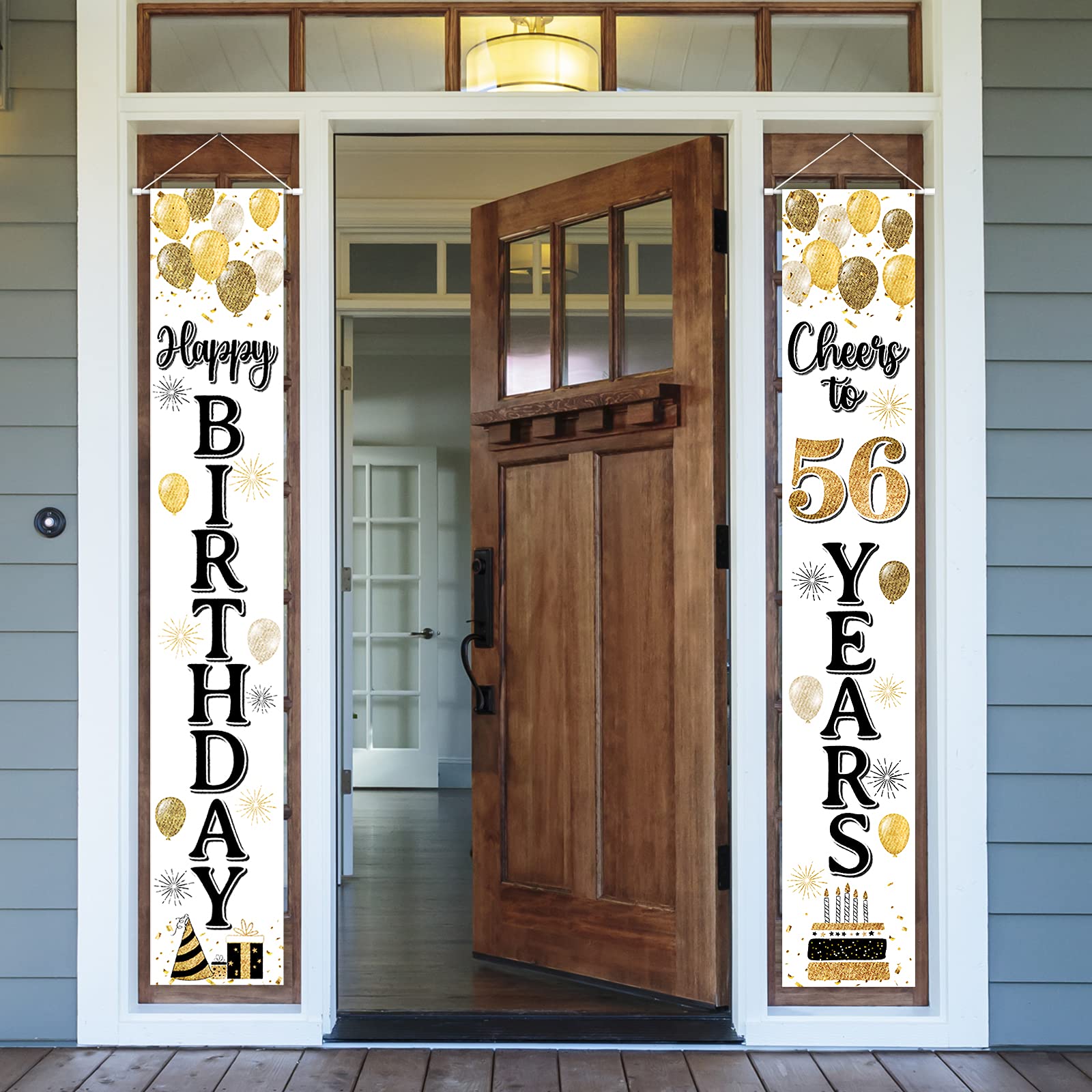 LASKYER Happy 56th Birthday Door Banner - Cheers to 56 Years Old Party Decor for Front Door, Porch & Backdrop | Perfect for Birthday Celebrations, Milestone Parties & Home Decorations