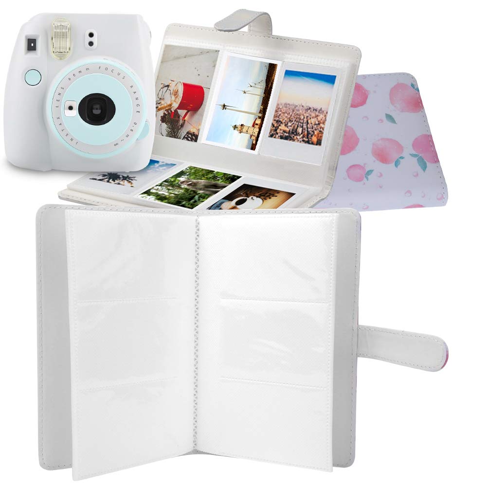 Worem 3 Inch Photo Album with Peach Pattern & Delicate Button - Portable Mini Photo Book for Fujifilm Instax Mini 8/9/7s/25/70/90 Instant Camera Pictures | Perfect for Travel, Wedding, Baby Memories & Scrapbooking