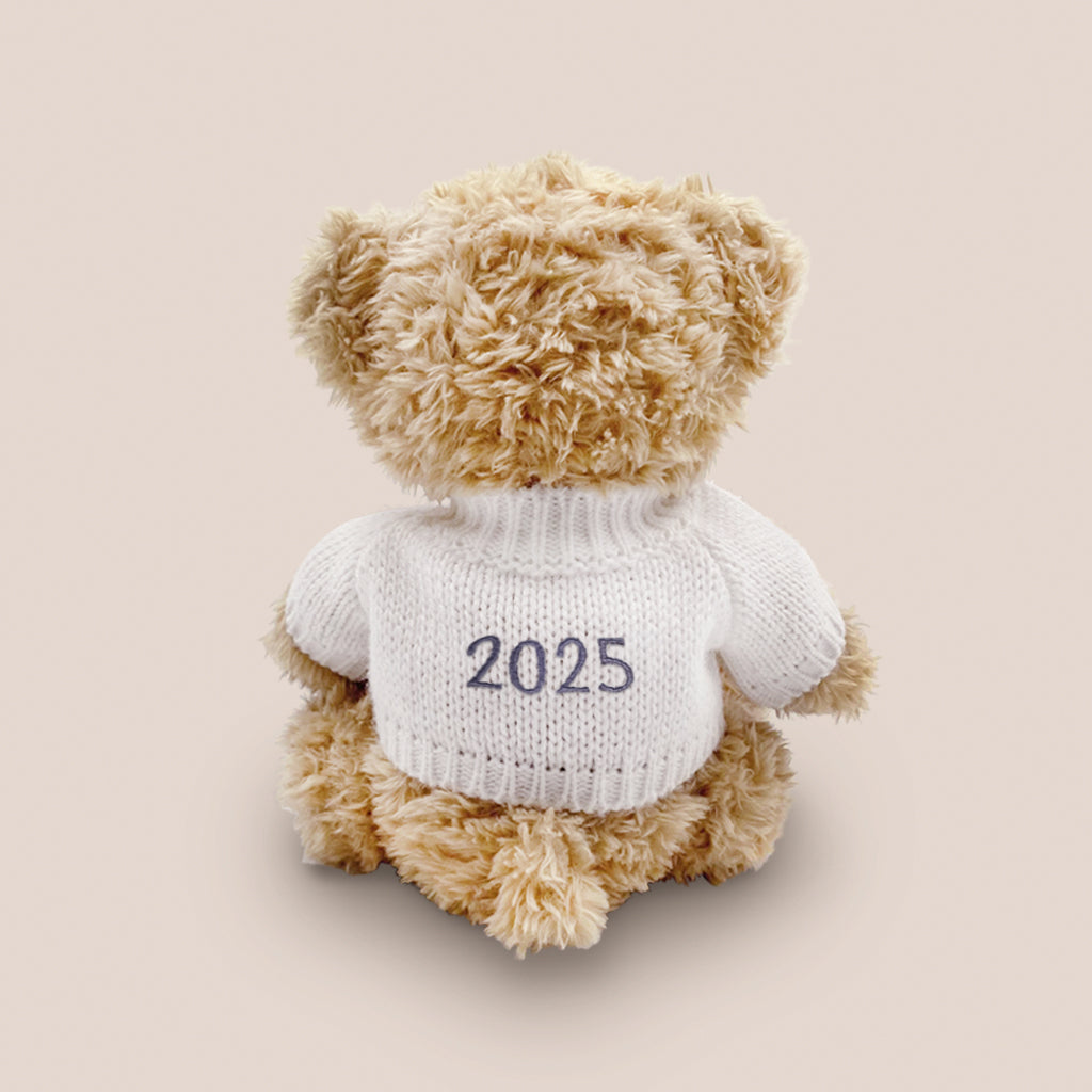 Personalized Bertie Year Bear White Plush Toy - Custom Name & Date - Perfect for Birthdays, Anniversaries, and Baby Gifts