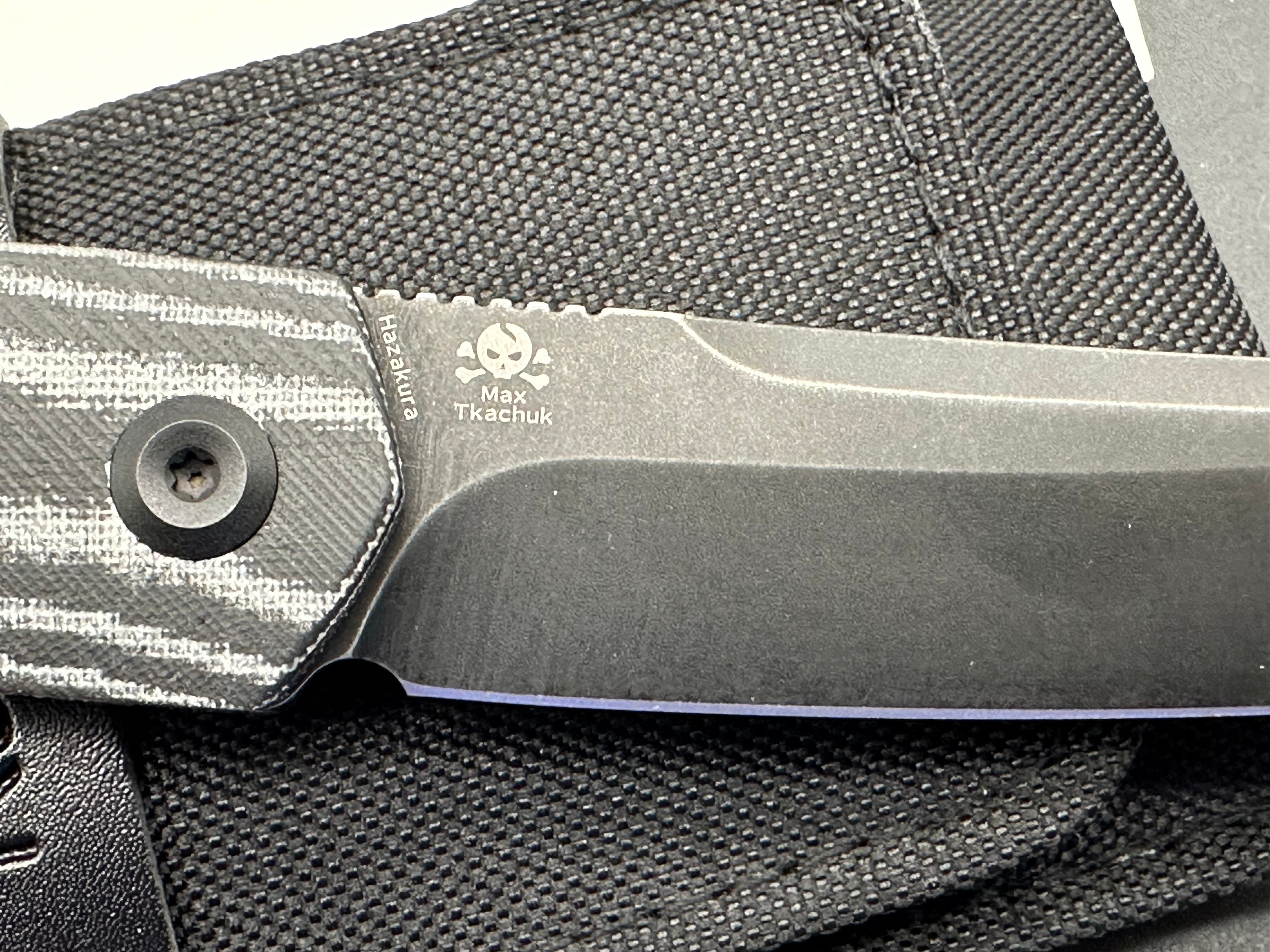 Kansept Hazakura Folding Knife - Black/White Micarta Handle, 3.5
