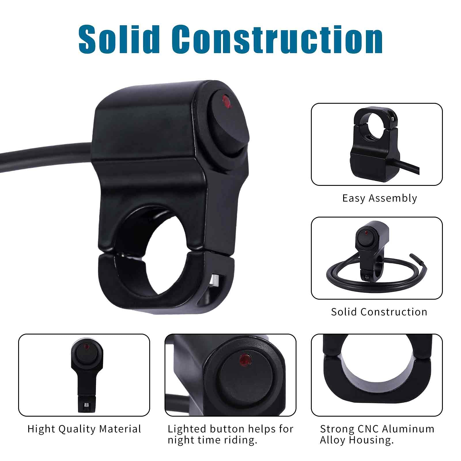 12V Motorcycle ATV LED Light Bar Switch - 7/8
