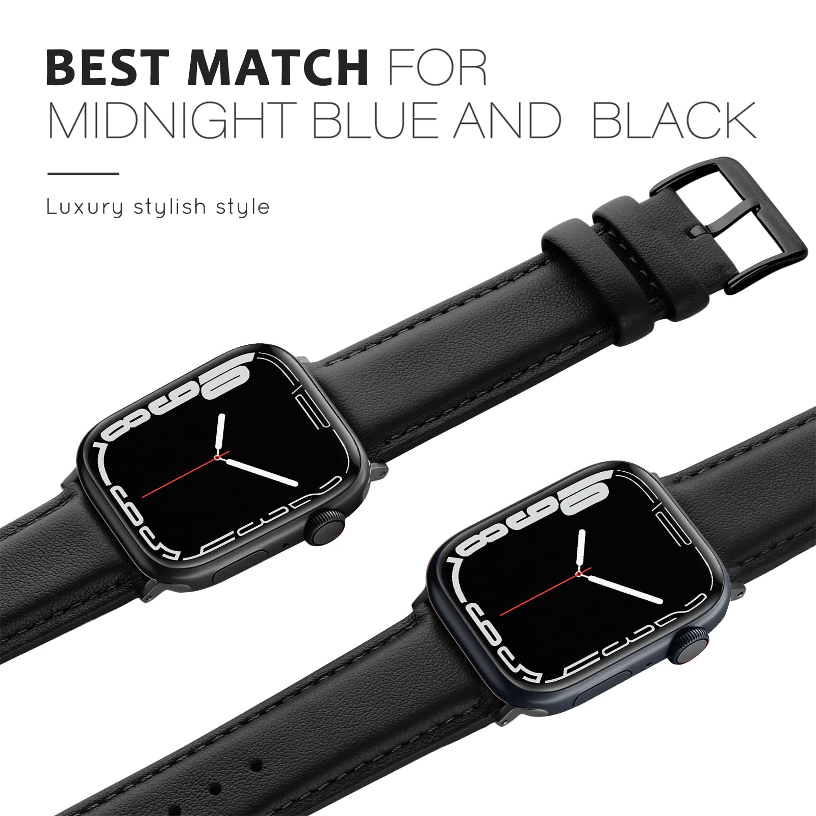 Genuine Leather Band for Apple Watch 38mm 40mm 41mm 42mm - Soft Replacement Strap Compatible with iWatch Series 10/9/8/7/6/5/4/3/2/1/SE/Sport Edition - Women's Fashion Accessory for Workout, Office & Everyday Wear