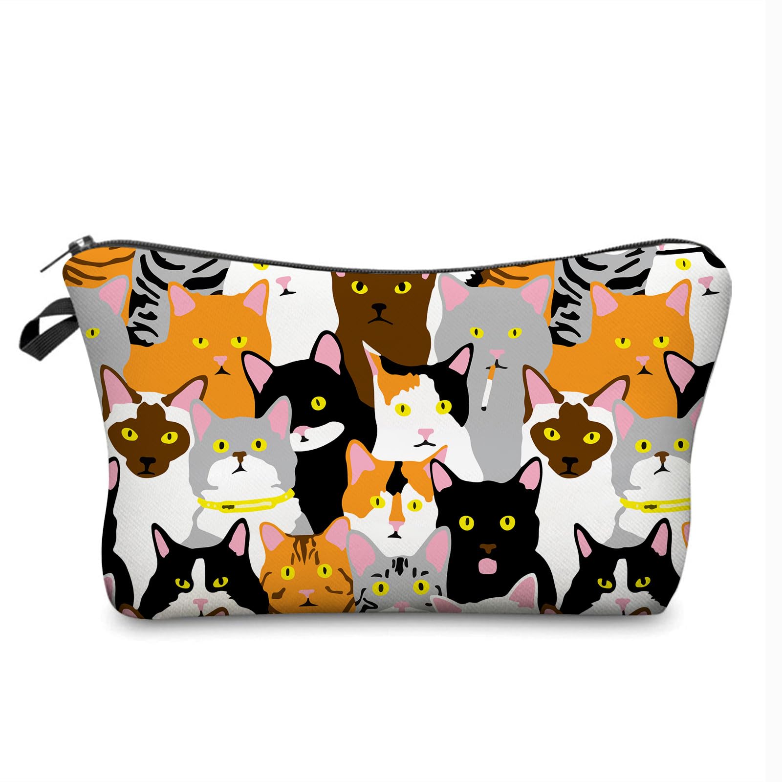 Stylish Small Cat Collage Makeup Bag for Women - Waterproof Cosmetic & Toiletry Travel Pouch - Perfect for Purse, Gym, Vacation & Daily Essentials Organization
