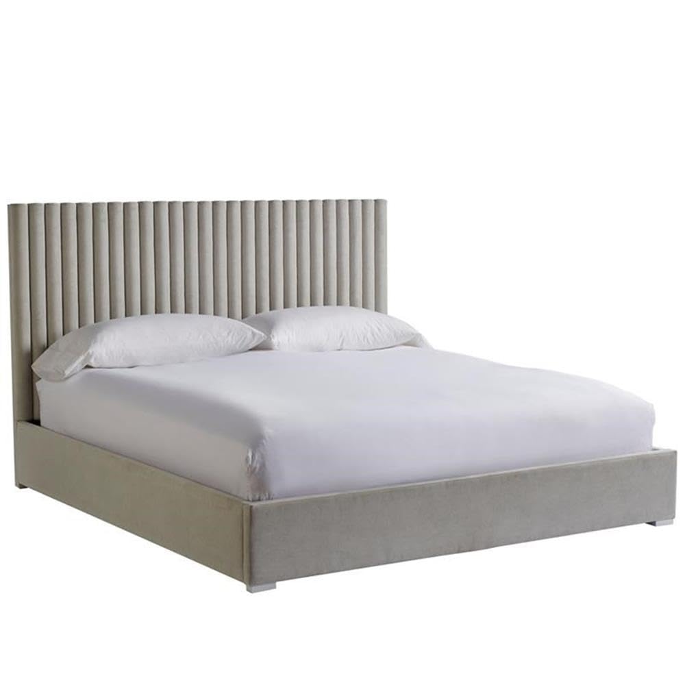 Universal Fabric Queen Panel Bed with Wall Panels - Beige Upholstered Platform Bed Frame for Master Bedroom & Guest Room - Modern Elegant Bedroom Furniture with Headboard & Footboard