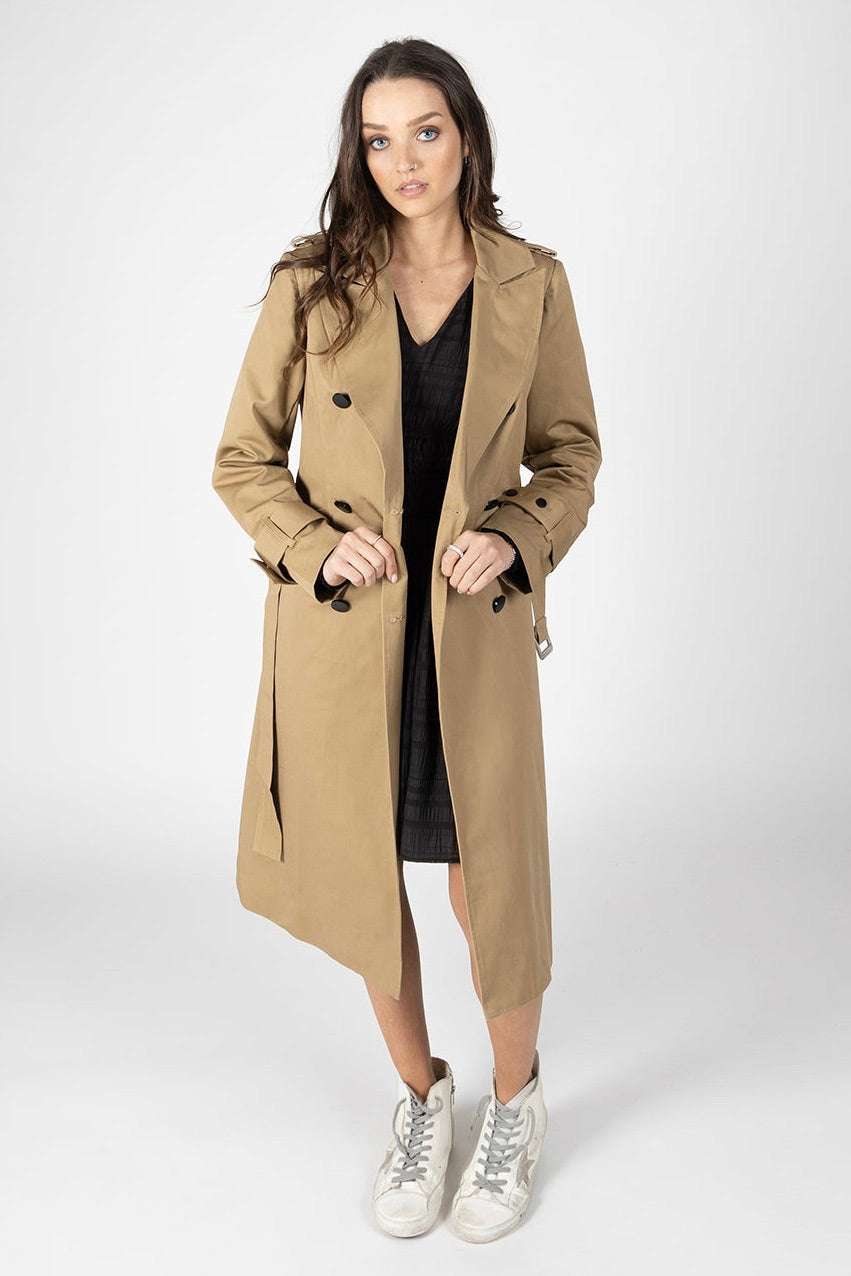 Central Park Tan 2.0 Trench Coat for Women - Classic Waterproof Long Coat with Belt - Perfect for Fall, Winter & Spring Fashion Outfits