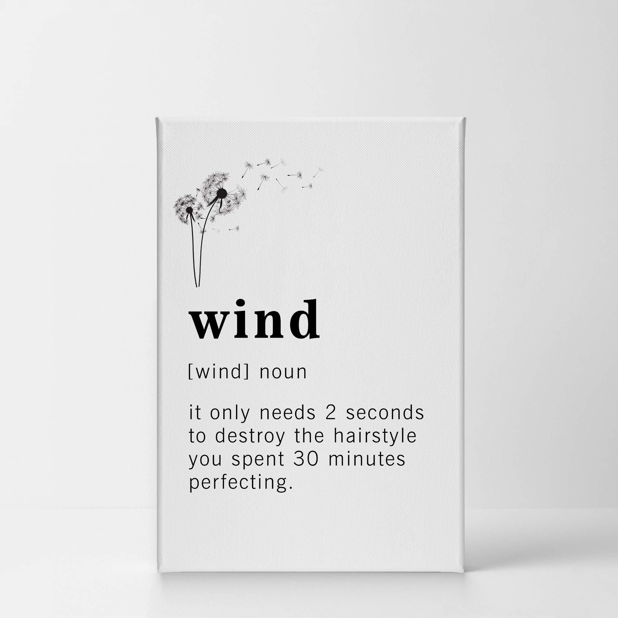 Funny Noun Dictionary Definition of Wind Canvas Print - Inspirational Quote Wall Art for Office, Living Room, Bedroom & Bathroom - Ready to Hang Home Decor (36x24, Made in USA) - Perfect for Gifts, Housewarming & Adding Humor to Your Space