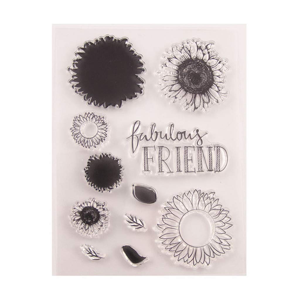 DIY Sunflower Leaves Clear Stamps Set for Card Making, Journaling & Scrapbooking - Sunflower Silicone Stamps for Albums, Paper Crafts, Home Decor - Perfect for Wedding Invitations, DIY Greeting Cards & Bullet Journal Aesthetic - A1546