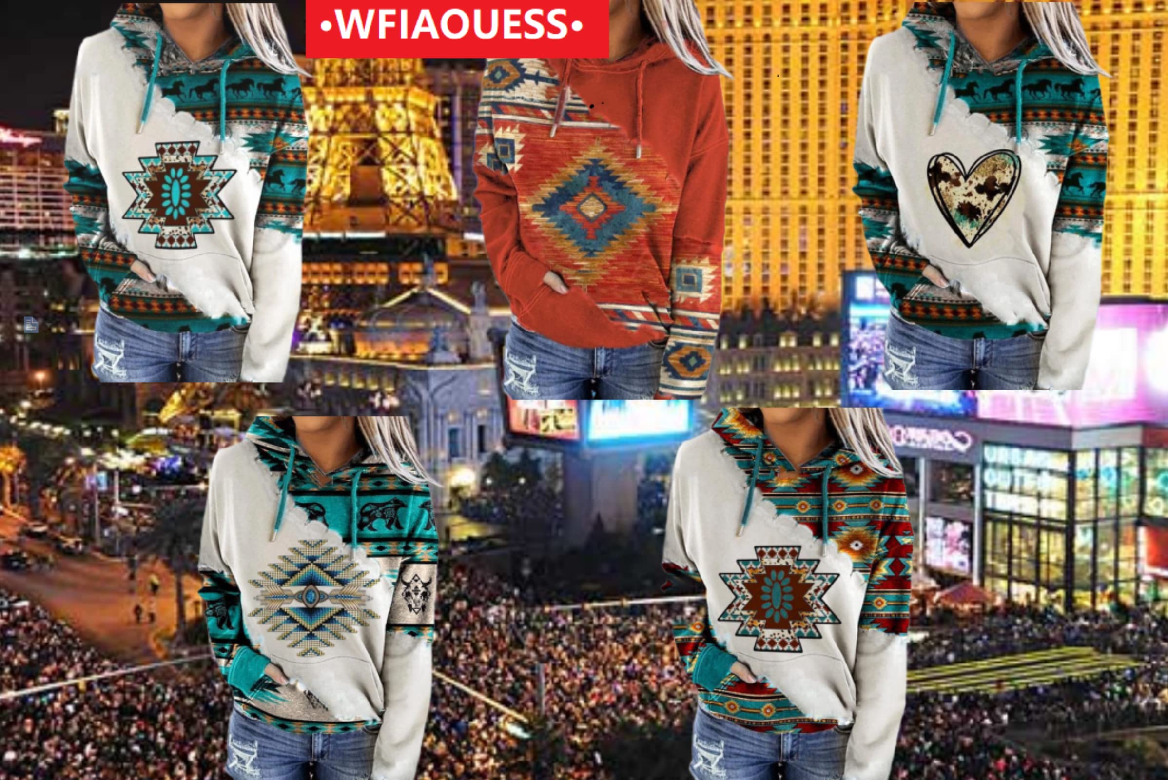 Vintage Aztec Hoodie for Women - Western Pullover Sweatshirt for Fall Fashion