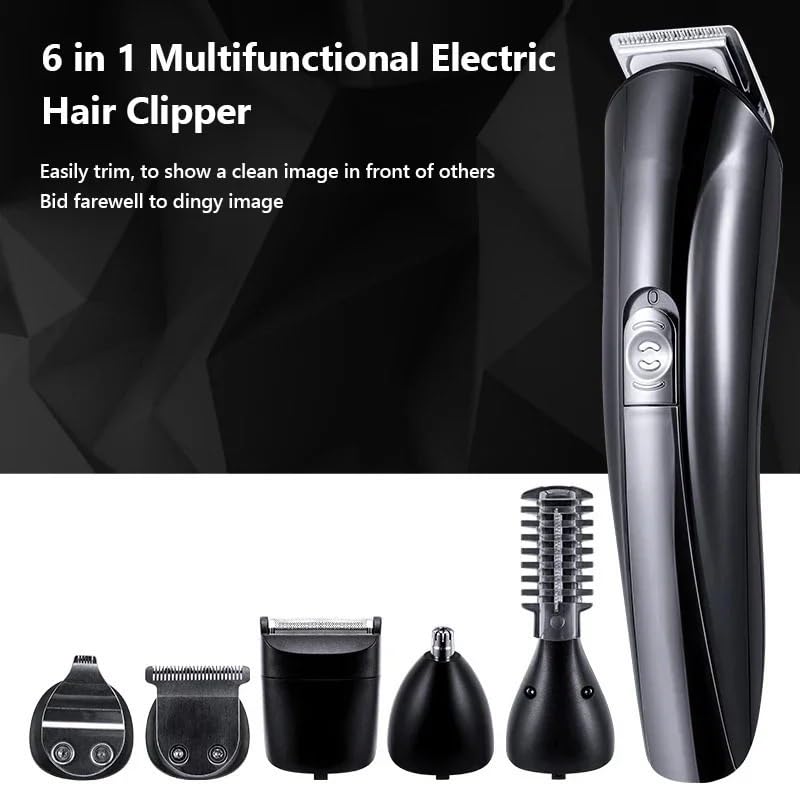 Professional Electric Hair Clipper & Beard Trimmer Kit for Men - Cordless Hair Cutting Machine with Nose/Ear Trimmer & Facial Cleaner - Perfect for Home Barbering, Grooming, and Personal Care