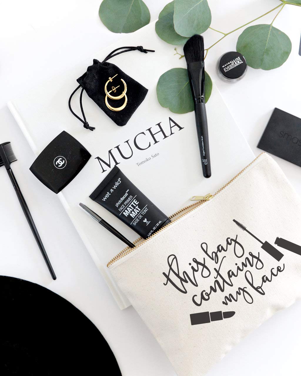 Cotton & Canvas Cosmetic Bag - Travel Makeup Pouch for Toiletries & Beauty Essentials | Perfect for Gym, Vacation & Daily Organizer (This Bag Contains My Face)