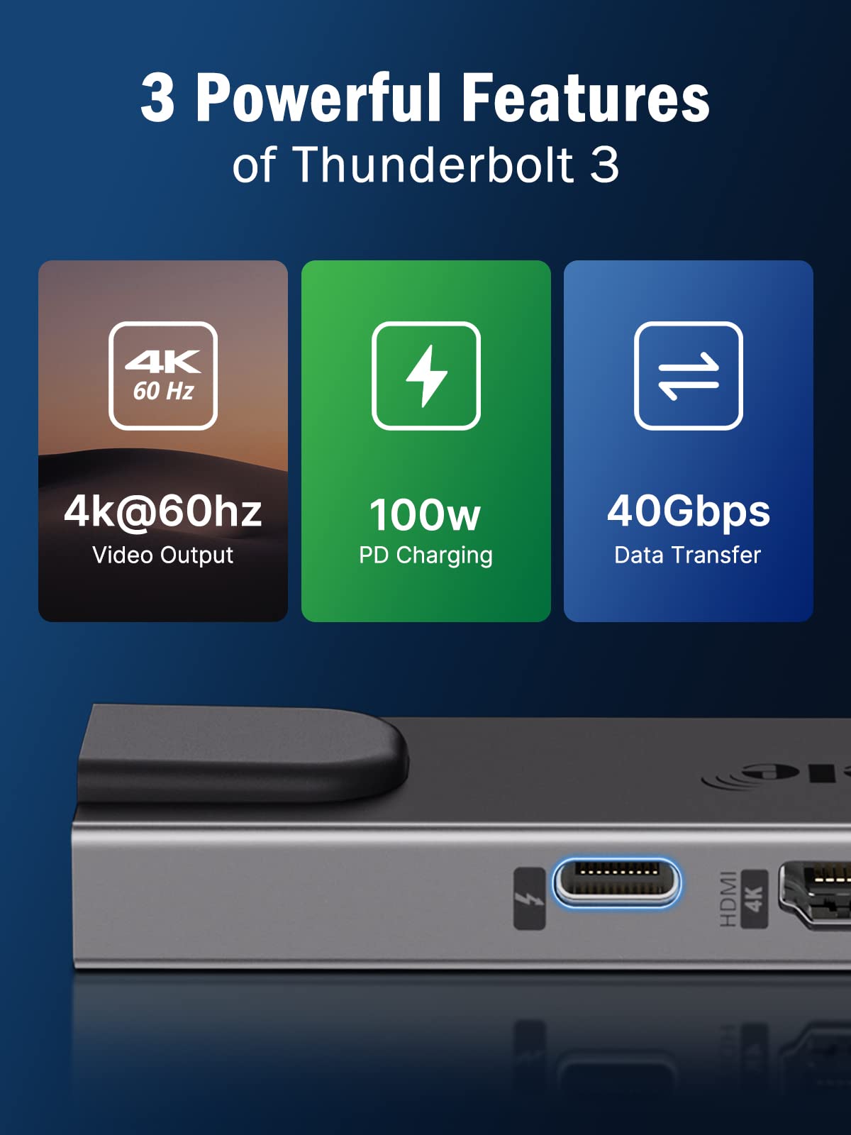 Lemorele 7-in-1 USB C Hub with Thunderbolt 3, Gigabit Ethernet, 4K@60Hz HDMI, 2 USB 3.0 Ports, SD/TF Card Reader - MacBook Pro/Air Accessories for M1 & Intel Models (2016-2020) - Perfect for Home Office, Remote Work & Multimedia Presentations