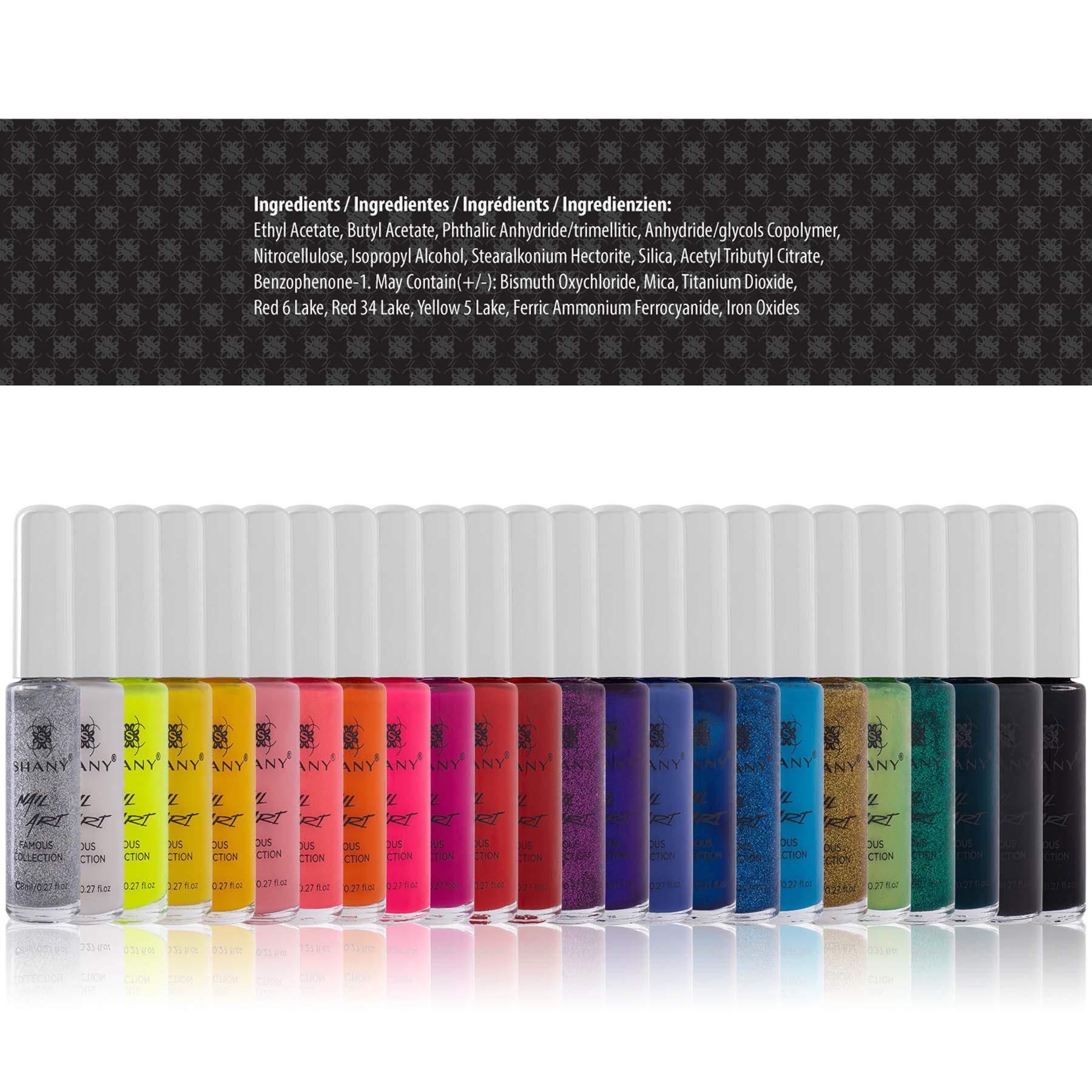 SHANY Professional Nail Art Kit - 24 Vibrant Colors Including Glitter, Metallic, Pearls, Neon & Matte Nail Polish Set with Built-in Thin Brush for Salon-Quality Nail Designs | Perfect for DIY Manicures, Home Salons & Professional Nail Artists