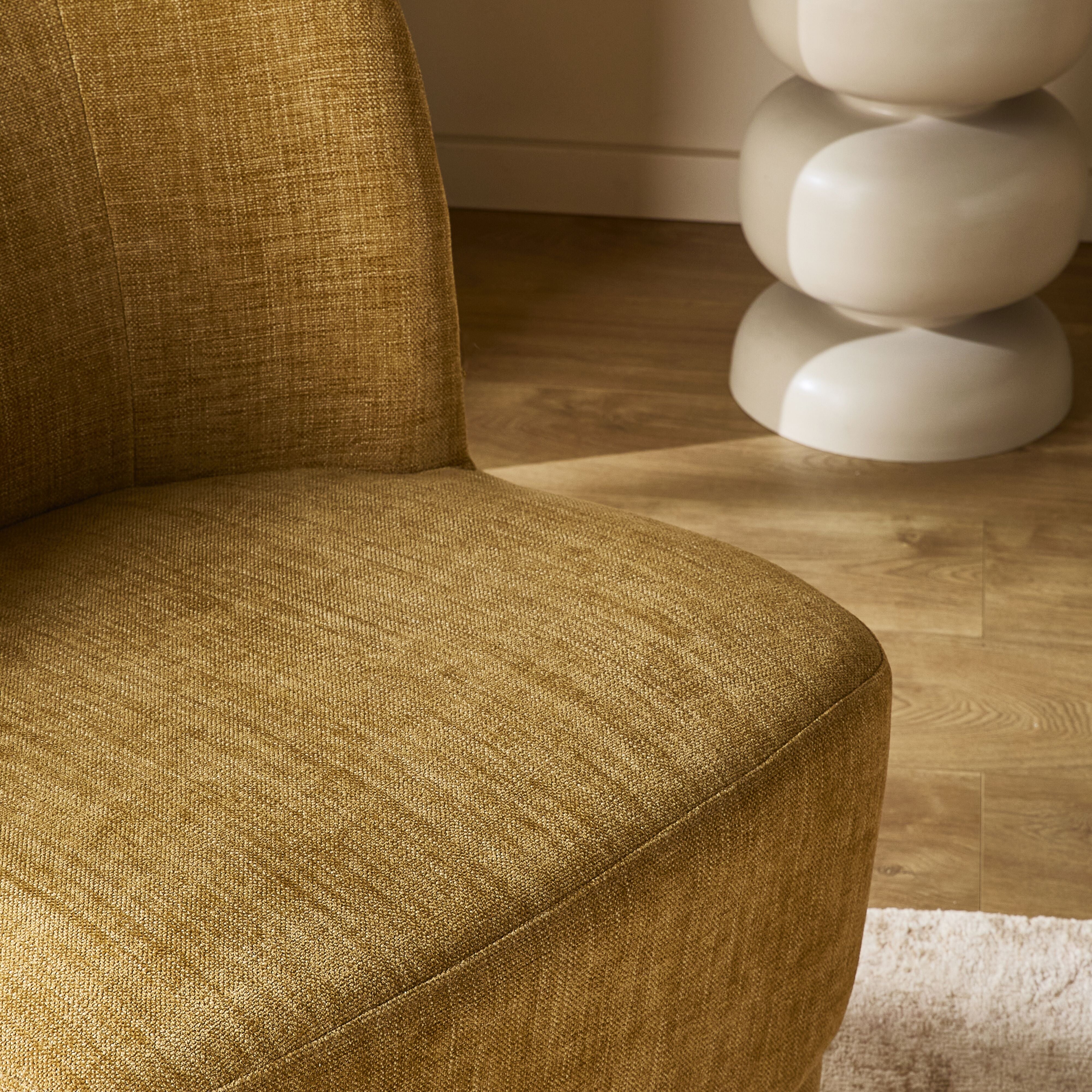 Amala Swivel Occasional Chair - Mustard Weave Upholstered Accent Chair for Living Room, Bedroom or Office - Modern Rotating Lounge Chair with Sturdy Metal Base