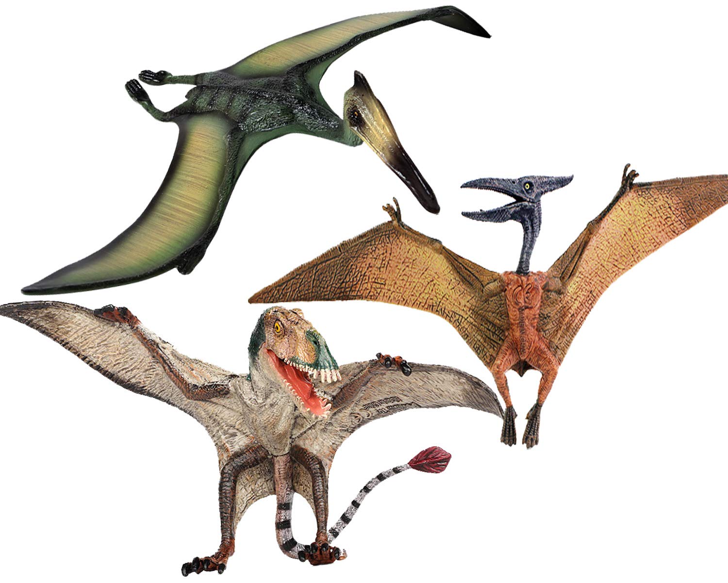 Gemini & Genius 3-Piece Pterodactyl Action Figure Set - Realistic Flying Dinosaur Toys, Pteranodon & Pterosaur Models for Kids - Perfect for Birthday Cakes, Dino Parties & Educational Play