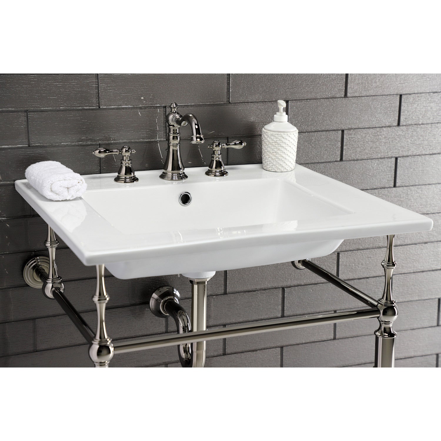 American Classic FSC1979ACL 3-Hole Widespread Bathroom Faucet with Brass Pop-Up Drain - Polished Nickel Finish - Two Handle Deck Mount Sink Faucet for Bathroom Vanity & Powder Room Renovation