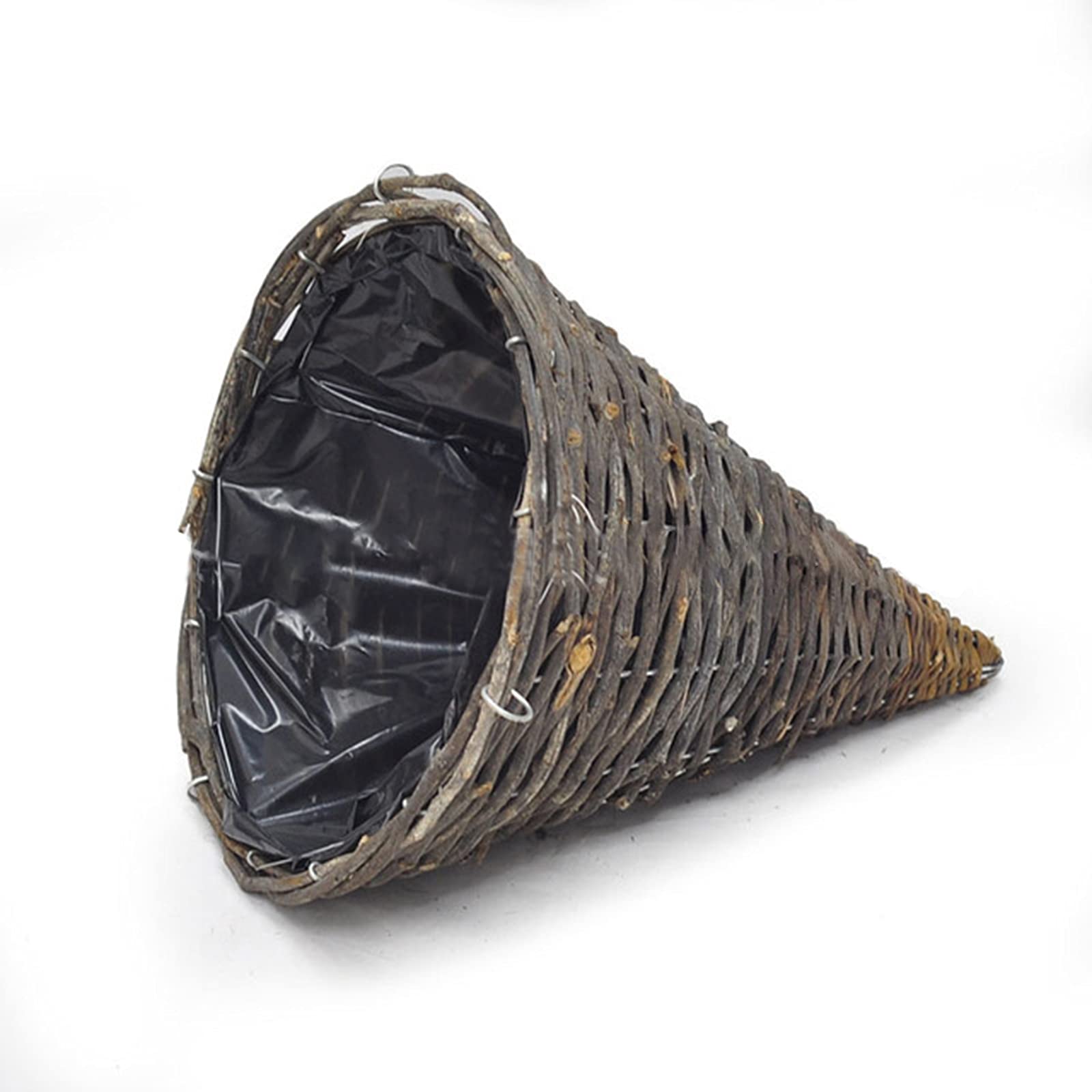 Keebgyy 2-Pack Handwoven Rattan Hanging Planters - 7.9 Inch Cone-Shaped Wall Baskets with Plastic Liner for Indoor/Outdoor Plants | Perfect for Home, Garden, Wedding & Boho Decor