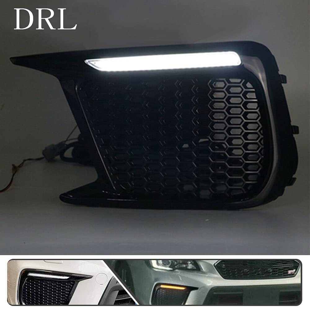 2Pcs White/Amber Switchback LED Daytime Running Lights DRL with Dynamic Sequential Turn Signals for Subaru WRX 2018-2020 - Fog Lamp Bezels Replacement for Enhanced Visibility & Style