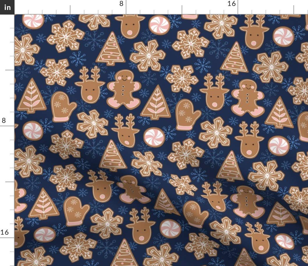 Christmas Gingerbread Cookies & Snowflakes Printed Petal Signature Cotton Fabric - Fat Quarter for Sewing, Quilting, Apparel & Holiday Decor | Winter Baking & Crafting DIY Projects