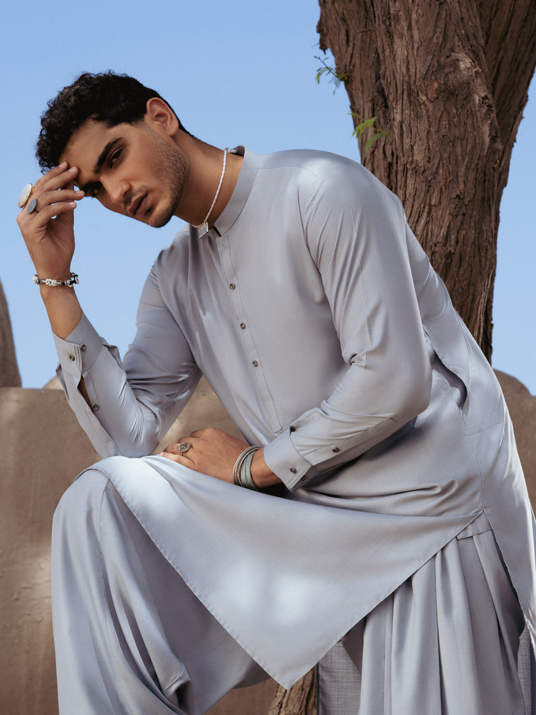 Premium Blended Light Grey Shalwar Kameez for Men & Women - Traditional Pakistani Outfit for Weddings, Festivals & Special Occasions