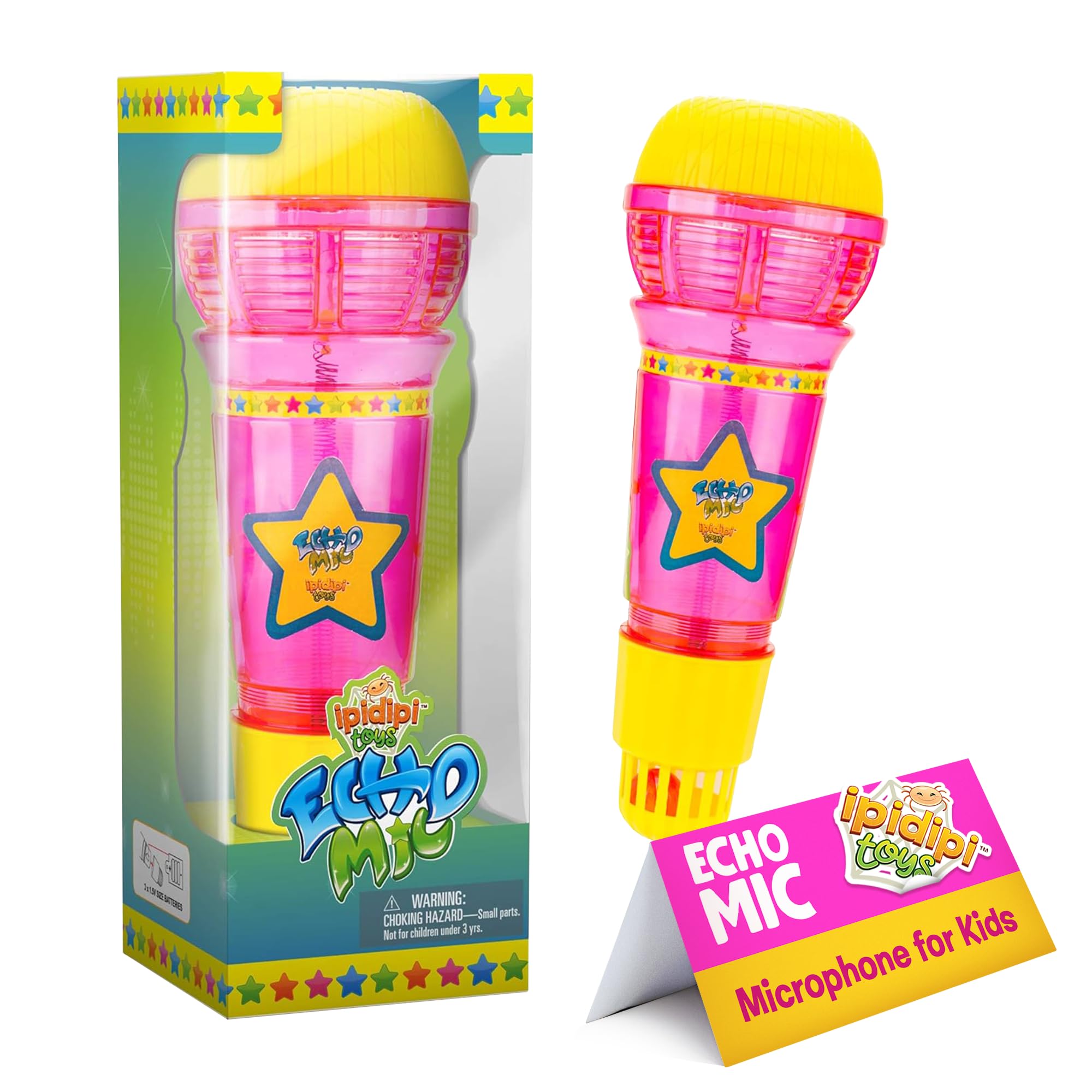 IPIDIPI Kids Echo Microphone Toy with Multicolor Flashing Lights - Speech Therapy & Retro Gift for Toddlers & Girls (Pink/Yellow) - Perfect for Birthday Parties, Christmas Stocking Stuffers & Sing-Along Fun
