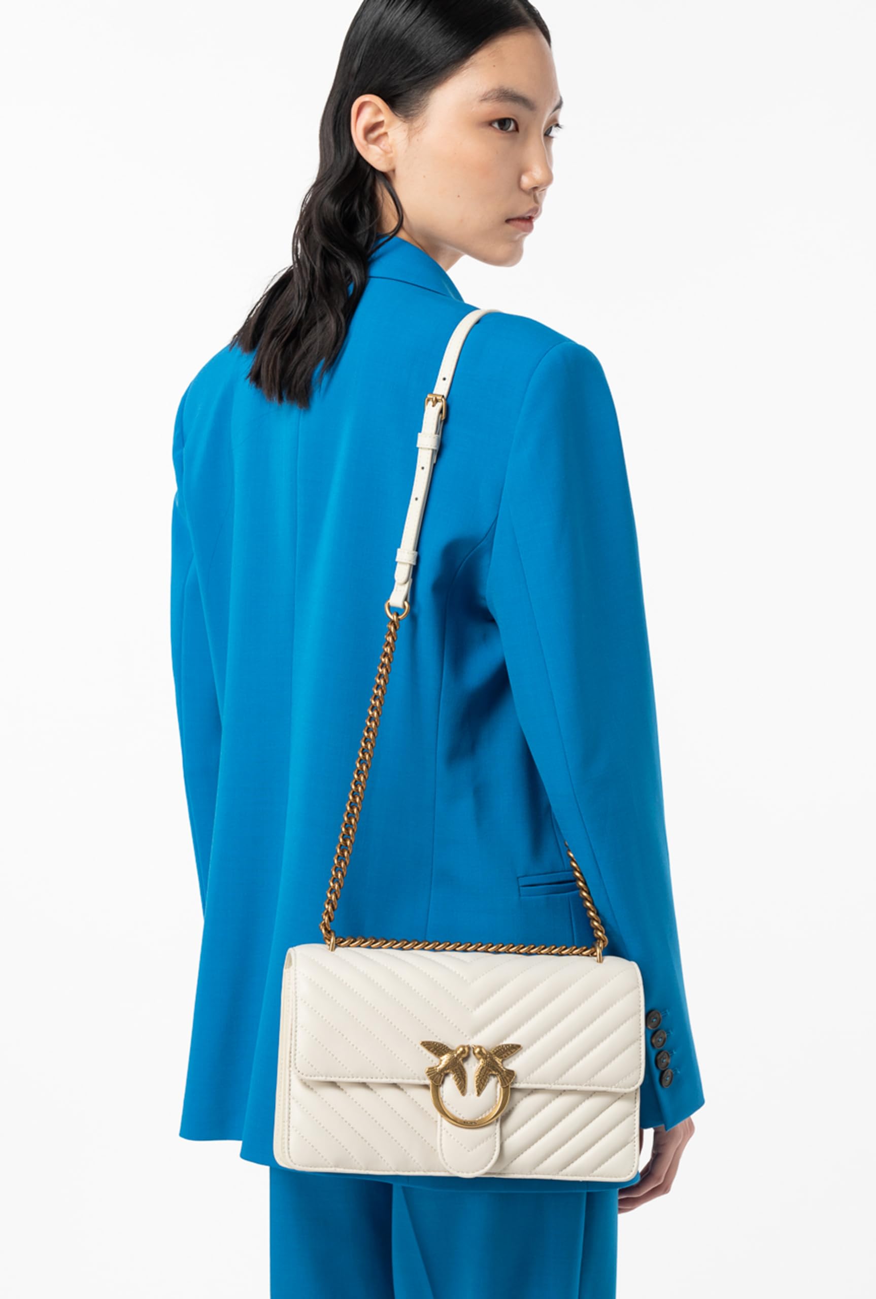 Pinko Women's Love ONE Classic DC Sheep Nappa Leather Shoulder Bag - Stylish Crossbody Purse for Work, Travel & Evening Out