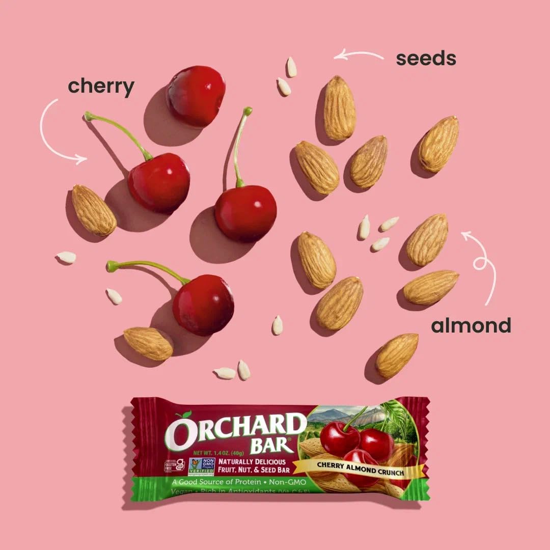 Organic Cherry Almond Fruit & Nut Bars - Non-GMO, Gluten-Free, 1.4oz (Pack of 12) | Healthy Snacks for Hiking, Travel & On-the-Go Energy