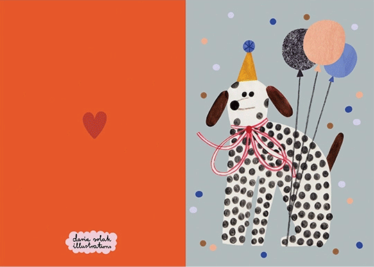 Funny Party Dog Greeting Card by Daria Solak - Perfect for Birthdays, Holidays & Special Occasions
