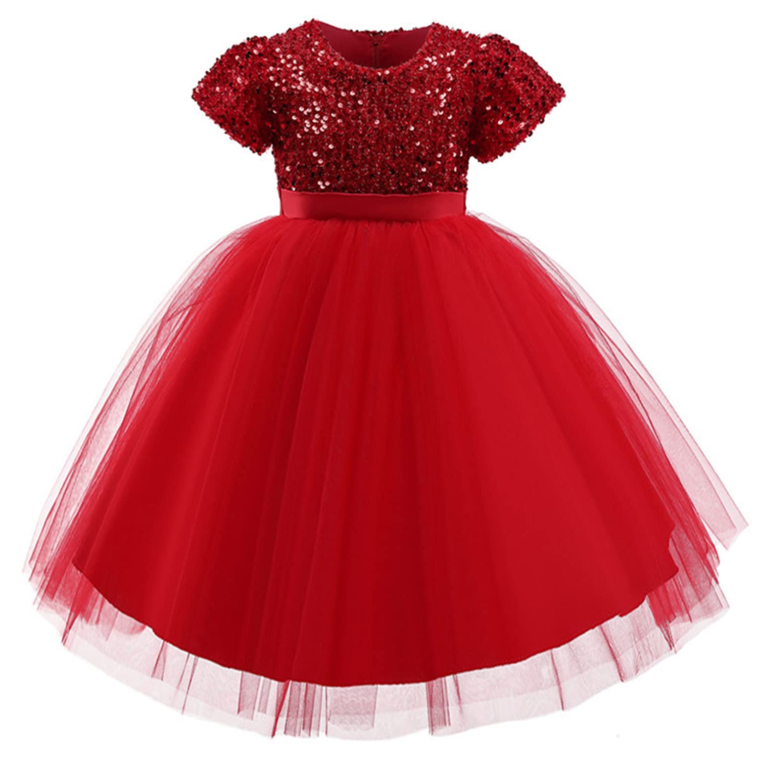 NNJXD Girls Ruffled Lace Party Dress - Elegant Flower Girl Dress for Weddings, Birthday Parties & Special Occasions