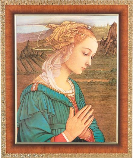 Madonna Framed Wall Art - Large Lacquered Mahogany Picture with Gold-Leaf Egg & Dart Edge Frame - Perfect for Home Decor, Living Room, Bedroom, or Office Wall Art