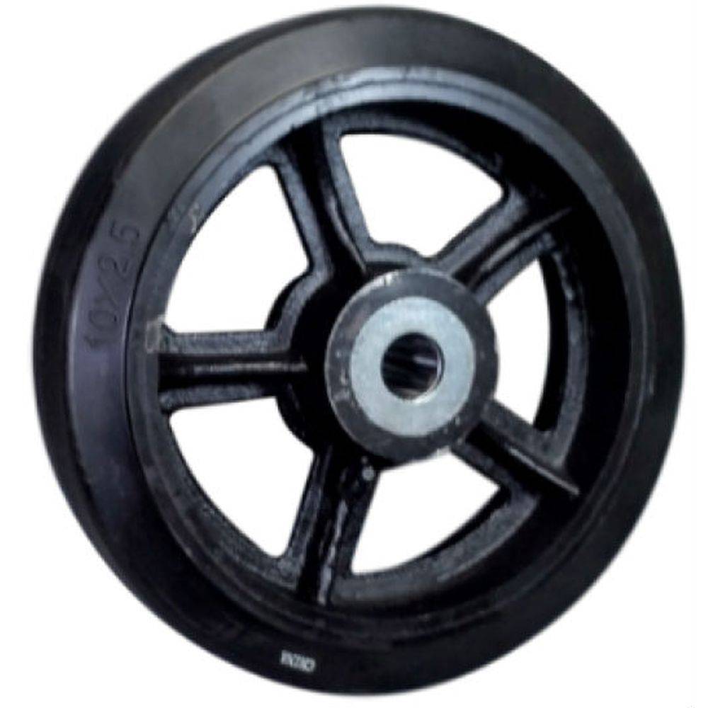 10 x 2 Mold On Rubber Cast Iron Wheels - 750 lbs Capacity Heavy Duty Casters for Industrial Equipment, Warehouse Carts, and Workshop Machinery