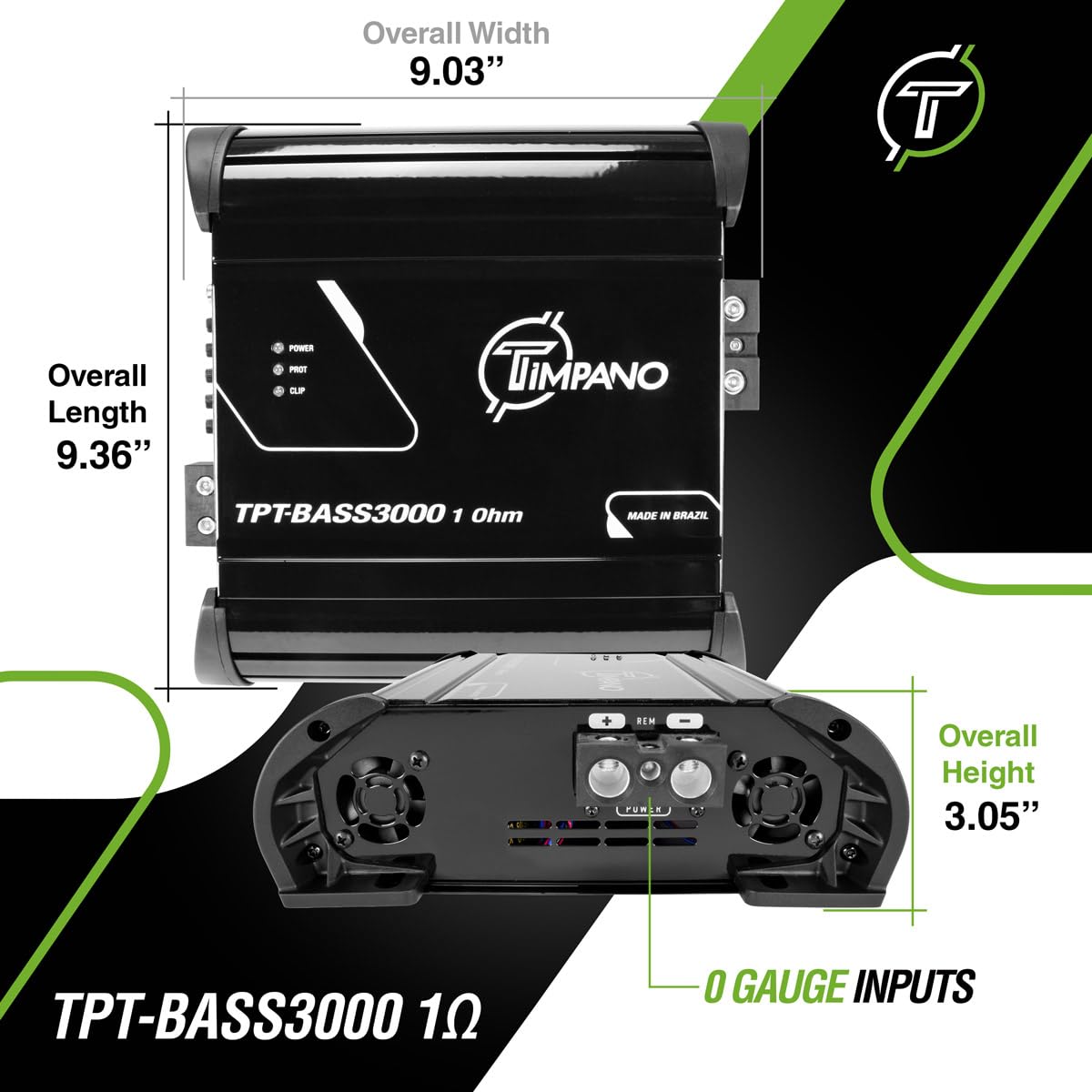 3000W Mono Subwoofer Car Amplifier - TPT-BASS3000 1 Ohm 12V Class D Monoblock Amp with Built-in Crossover, Bass Boost & Cooling Fans for Powerful Car Audio System - Perfect for Bass Lovers & Car Audio Upgrades