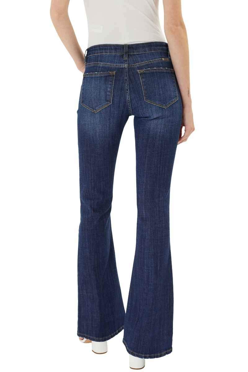 Kan Can Women's Mid Rise Flare Hem Jeans - Comfortable Stretch Denim Pants for Casual Wear, Office & Date Night Outfits