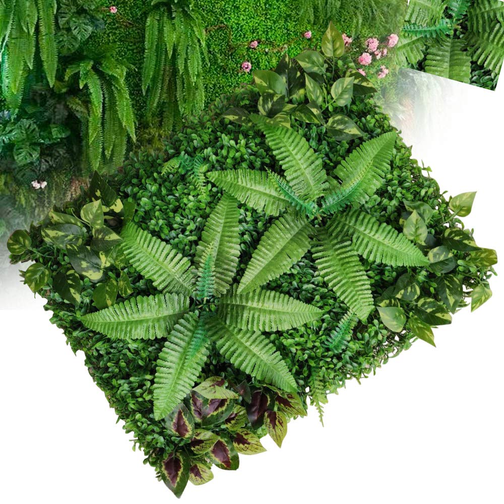 6Pcs Artificial Boxwood Panels 60x40cm - Realistic Fake Grass Wall Decor for Patio, Garden, Walkways | DIY Green Hedge for Wedding, Home & Outdoor Decoration - Perfect for Privacy Screens, Backdrops and Landscape Design