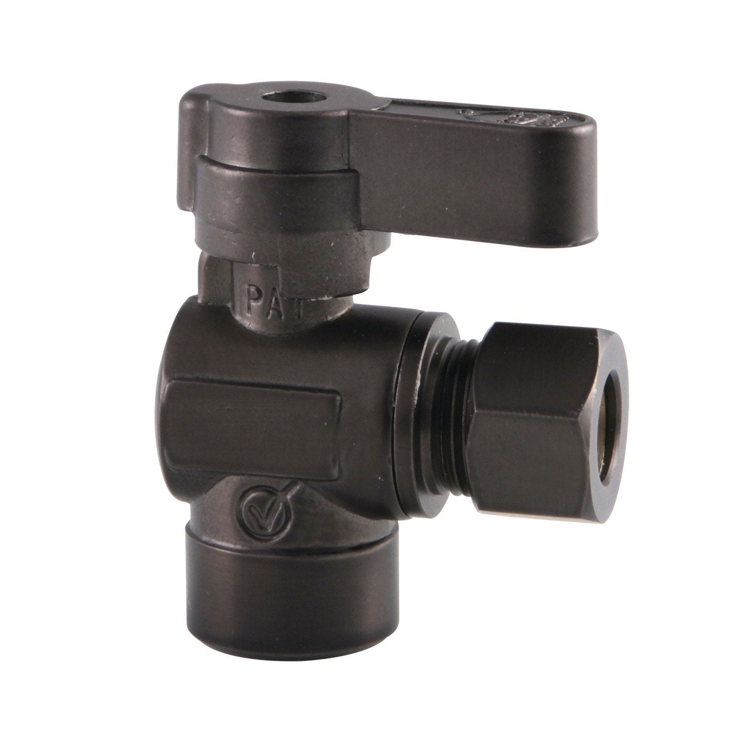 1/2 Inch Sweat x 3/8 Inch O.D. Comp Angle Shut Off Valve - Brass Plumbing Valve for Water Supply Lines, Sink & Toilet Installations