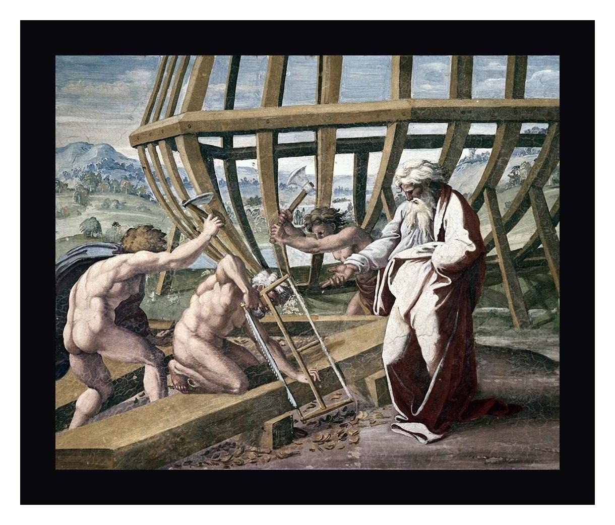 Raphael's Noah Building The Ark Framed Canvas Art Print - 26