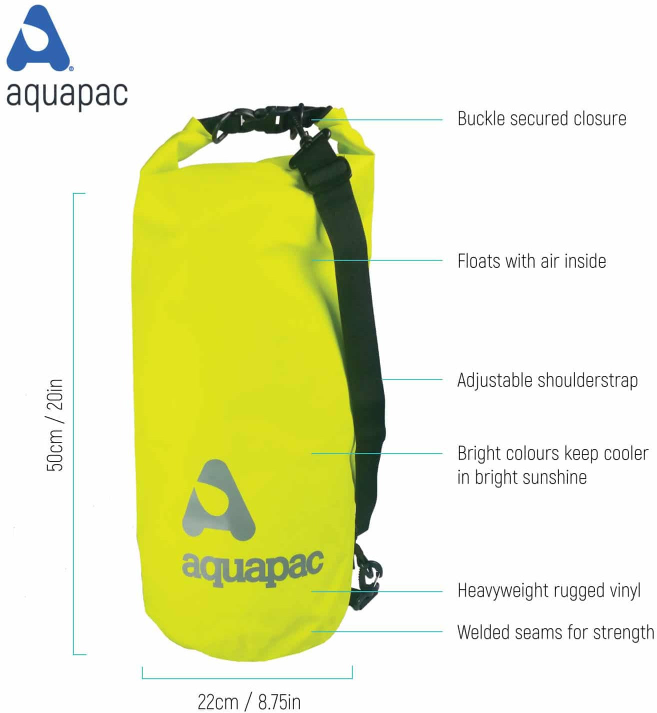 AquaPac 25L Waterproof Dry Bag - Lightweight & Durable for Kayaking, Camping, Boating & Outdoor Adventures